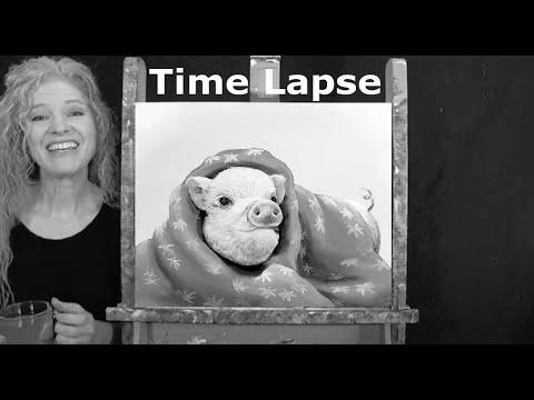 TIME LAPSE – Learn Tips on how to Paint "PIG IN A BLANKET" with Acrylic Paint- Step by Step Video Tutorial