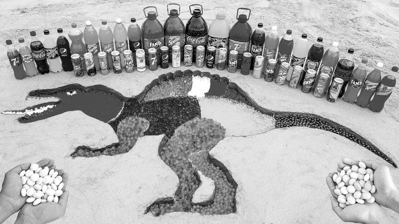 Methods to make Spinosaurus Dinosaur with Orbeez, Fanta, Sprite, Coca Cola, Mentos and Popular Sodas