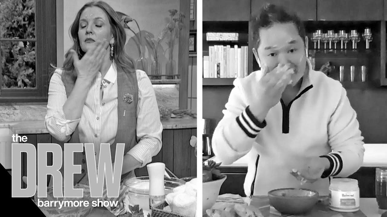 Danny Seo shows Drew Tips on how to Make Eco-Friendly Face Masks from Leftover Breakfast