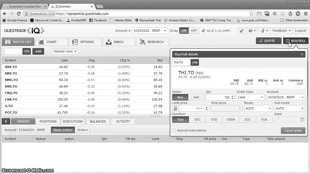 Questrade Tutorial: How To Purchase And Sell Stocks And ETFs